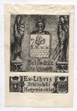 Exlibris by F. Siedlecki for A. F. Poninski in an etching from the late. XIX/XX century.