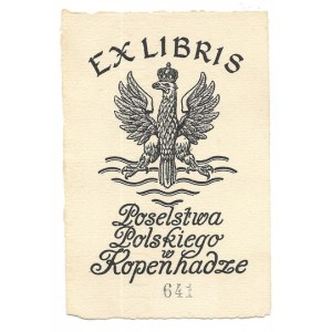 [POSELSTWO RP w Kopenhadze]. Ex libris Poselstwa Polskiego w Kopenhadze.
