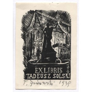 Ekslibris T. Żurowskiego dla T. Solskiego. Drzeworyt. 1939.