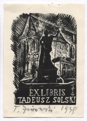 An ex-libris by T. Zurowski for T. Solski. Woodcut. 1939.