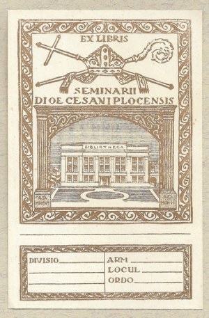 Ex-libris of A. Dmochowski for the Higher Seminary in Plock. 1906.