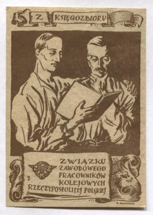 Ex-libris of E. Glowacki for the railroad workers' union. Ca. 1930.