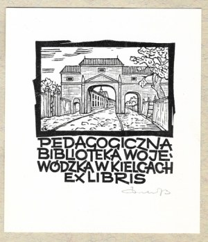 An exlibris of Z. Dolatowski for the Pedagog. Bibliot. Provincial Library in Kielce from 1973