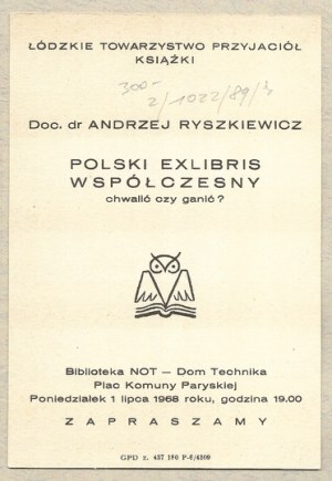 GRABOWSKI Edward (1904-1966) - Ex libris of Waclaw Pryta.