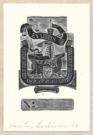 LUCKIEWICZ Stanislaw (1900-1989) - Ex libris Cathedra Iuris Mercatorum Universitatis Lodzensis.