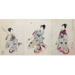 Toyohara Chikanobu (1838-1912), Gra w Hanetsuki, z serii: „Wnętrze pałacu Chiyoda”, wyd. Fukuda Hatsujiro, 1895 r.