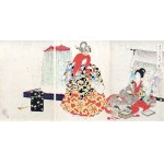 Toyohara Chikanobu (1838-1912), Spektakl Mikagura, z serii: „Wnętrze pałacu Chiyoda”, wyd. Fukuda Hatsujiro, 1895 r.