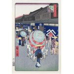 Utagawa Hiroshige (1797 - 1858), Widok na ulicę Nihonbashi itchōme, z serii: „100 słynnych widoków Edo”, wyd. Adachi, Tokio/Japonia, okres Showa po 1960 r.