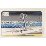 Utagawa Hiroshige (1797 - 1858), Nabrzeże rzeki Sumida, z cyklu: Osiem śnieżnych scen we Wschodniej Stolicy, wyd. Oedo Mokuhansha, Tokio/Japonia, okres Showa (po 1960 r.)