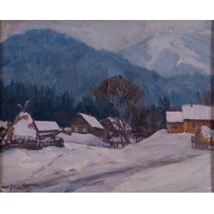 Jan (Jan Józef) STAŃDA (1912 - 1987), Wiejski pejzaż zimą;