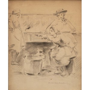 Jacek MALCZEWSKI (1854 - 1929), Szkic - scena wiejska