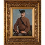 Unknown ARTIST, Portrait of a man with a shotgun and a cigarette