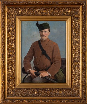 Unknown ARTIST, Portrait of a man with a shotgun and a cigarette