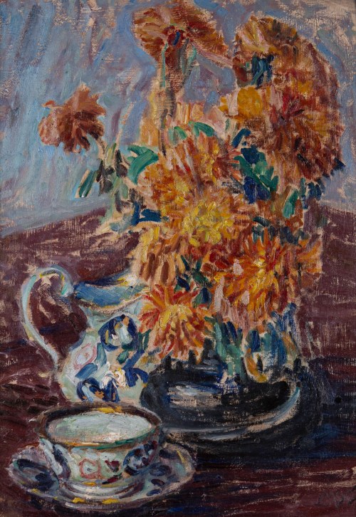 Ludwik MISKY (1884-1938), Chryzantemy w wazonie