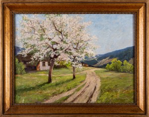 O. Peticzk (?), Spring landscape with flowering trees; first half of 20th century (?)