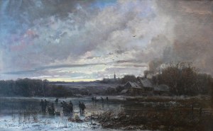 Adolf Stademann (1824 Munich - 1895 there), Winter landscape - painting