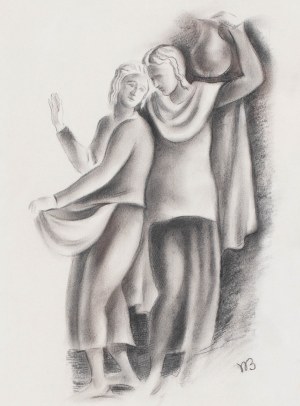 Wacław Borowski (1885 Łódź - 1954 there), Couple with a Jug
