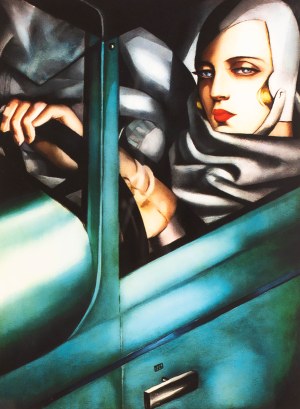 Tamara Lempicka (1894 Warsaw - 1980 Cuernavaca), Self-portrait in a green Bugatti