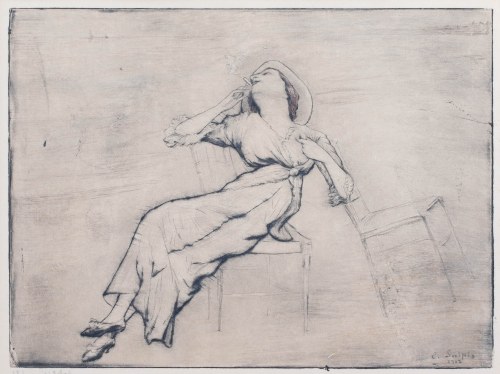 Emile Jean Sulpis (1856-1942), Kobieta z papierosem, 1912 r.