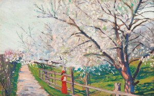Wilhelm Tyszkowski (1878 Paradise - 1939 Piasnica), In a spring orchard, 1918