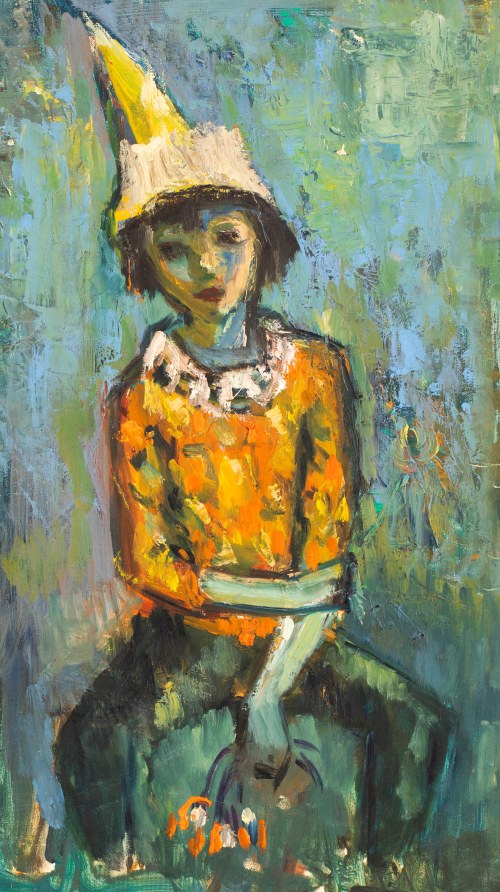 Katarzyna Librowicz (1912 Warszawa - 1991 Paryż), Portret chłopca w żółtym kapeluszu