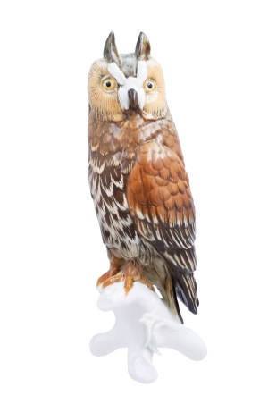Owl figure, Karl Ens, Volkstedt, Thuringia, 1940s/50s.