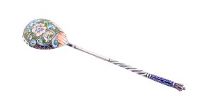Spoon with enamel, St. Petersburg, 1st half of the 19th century.