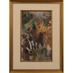 Kazimierz SICHULSKI (1879 - 1942), Wesele huculskie - praca dwustronna