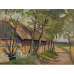 Hanna RUDZKA-CYBISOWA (1897 - 1988), Chaty przy drodze - Ostrówki, 1918