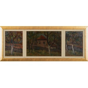 Jerzy FEDKOWICZ (1891 - 1959), Tryptyk - wiejski domek z sadem