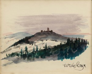 Wiktor ZIN (1925 - 2007), Landscape with the castle in Chęciny