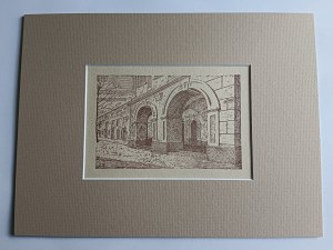 JOZEF PIETRASZEWSKI, SANDIERZ, CITY HALL, PEN VIEW, LITHOGRAPH