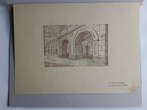 JOZEF PIETRASZEWSKI, SANDIERZ, CITY HALL, PEN VIEW, LITHOGRAPH