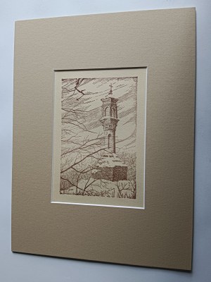 JOZEF PIETRASZEWSKI, SANDIERZ, CHAPEL, PEN VIEW, LITHOGRAPH