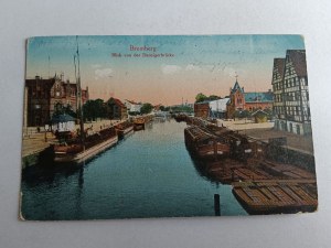 BYDGOSZCZ BROMBERG, RIVER, VIEW FROM GDANSK BRIDGE STAMP LAZ KLINIK 1917