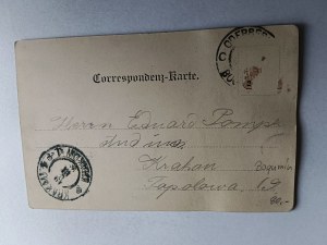 BOGUMIN ODERBERG LONG ADDRESS, STAMP KRAKOW, KRAKAU 1899