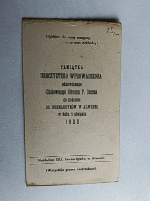 PICTURE OF ALWERNIA IMAGE OF THE MIRACULOUS JESUS IN THE CHURCH OF THE BERNARDINE FRIARS 1928