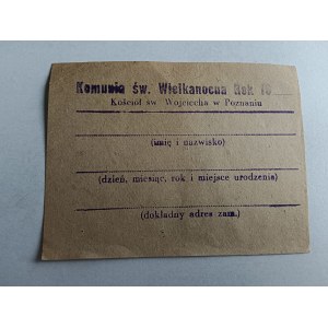 KWIT DRUK KOMUNIA ŚW WIELKANOCNA KOŚCIÓŁ ŚW WOJCIECHA POZNAŃ