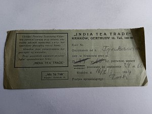 KWIT INDIA TEA TRADE, KRAKÓW UL GERTRUDY BILL 1934