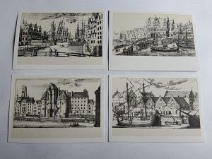SET OF 9 POSTCARDS GDANSK IN OLD ENGRAVING, GDANSK LIBRARY