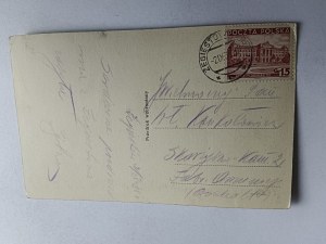 ŻEGIESTÓW ZDRÓJ VIEW FROM THE CZECH SIDE 1938, STAMP, STAMPED