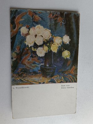 POLISH PAINTING WYCZÓŁKOWSKI WHITE ROSES, STAMP STAMP