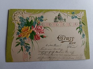 FLOWERS EMBOSSING PRE-WAR STAMP