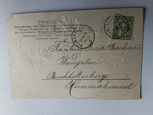 FLOWERS EMBOSSED PRE-WAR STAMP INTERTWINED HANDS