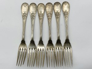 Set of 6 silver-plated Fraget forks