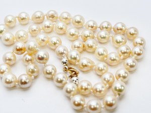 Gold Akoya saltwater pearl necklace