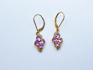 Gold 9K/375 Earrings with Amethysts