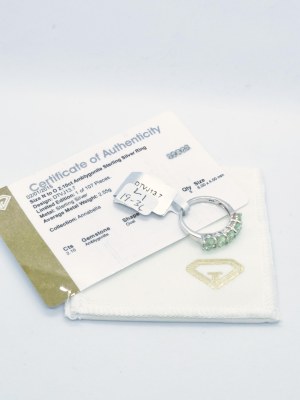Ring with 5 amblygonites 2.10 ct, 925 silver, RocksTV certificate