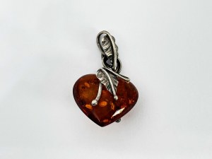 Floral Heart Pendant in Amber