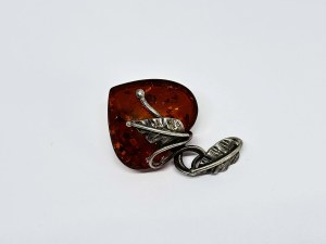 Floral Heart Pendant in Amber